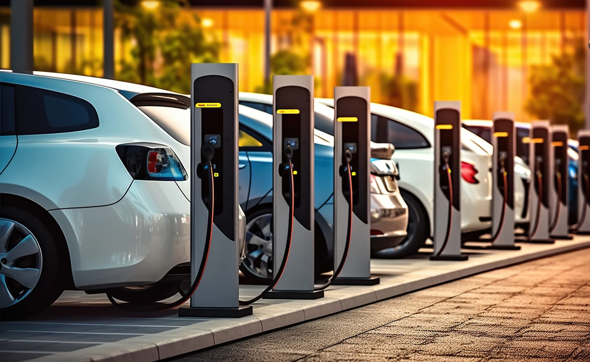 Electric cars charging in The Electrifying Lineup at the Public Charging Hub