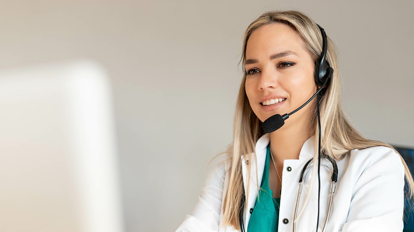 Terveystalo ASKE GenAI case study header image of a health practitioner on tele consultation